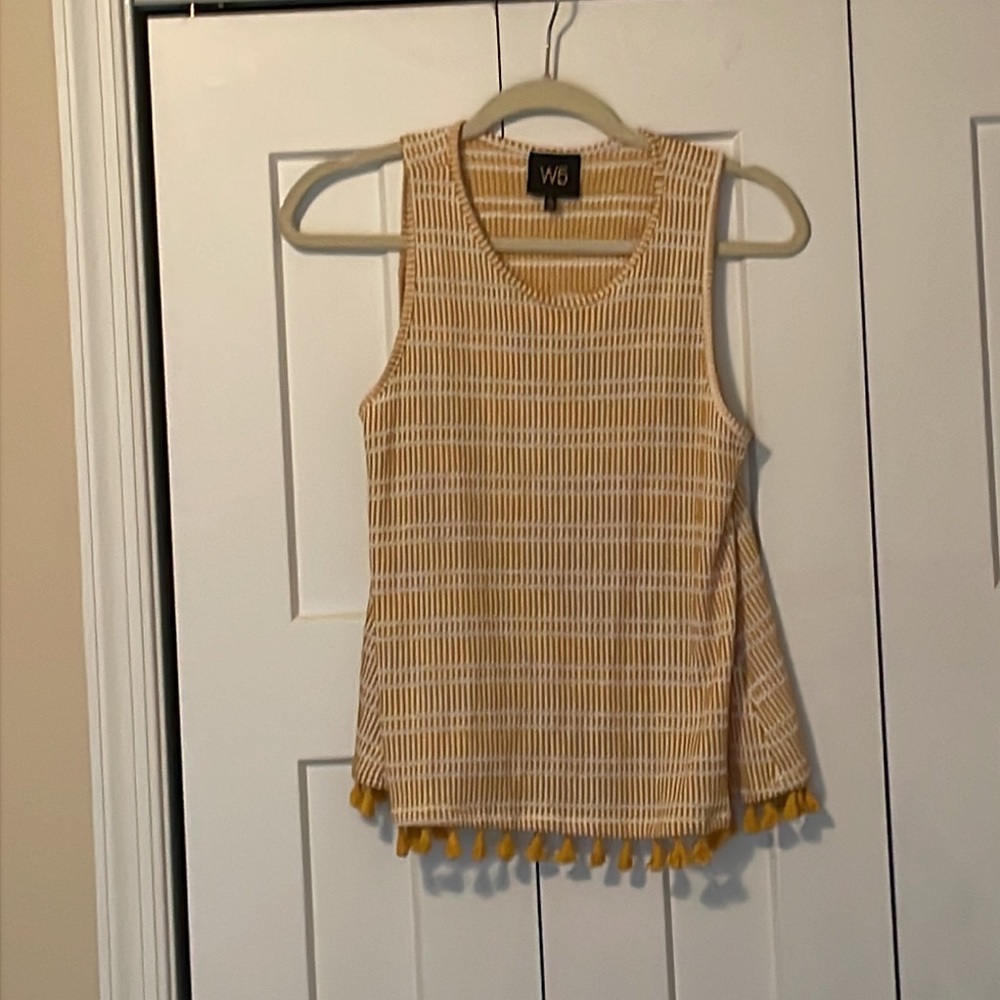 Yellow and white, bohemian tank top